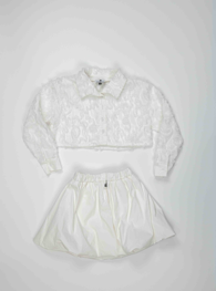 Textured Long‑Sleeve Top & Matching Skirt Set - Image 2