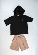 Hooded Tee & Elastic‑Waist Shorts Set - Image 2
