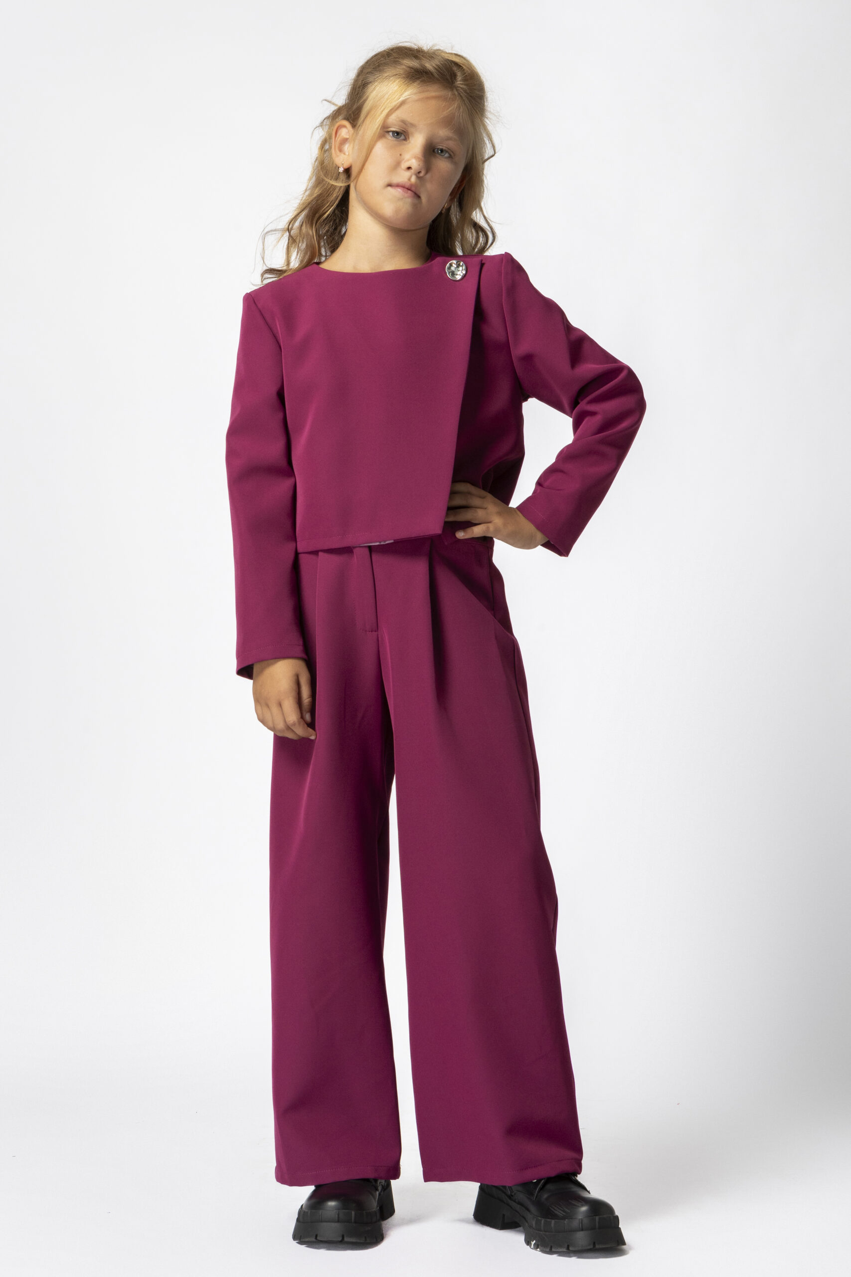 Magenta Wide‑Leg Pants