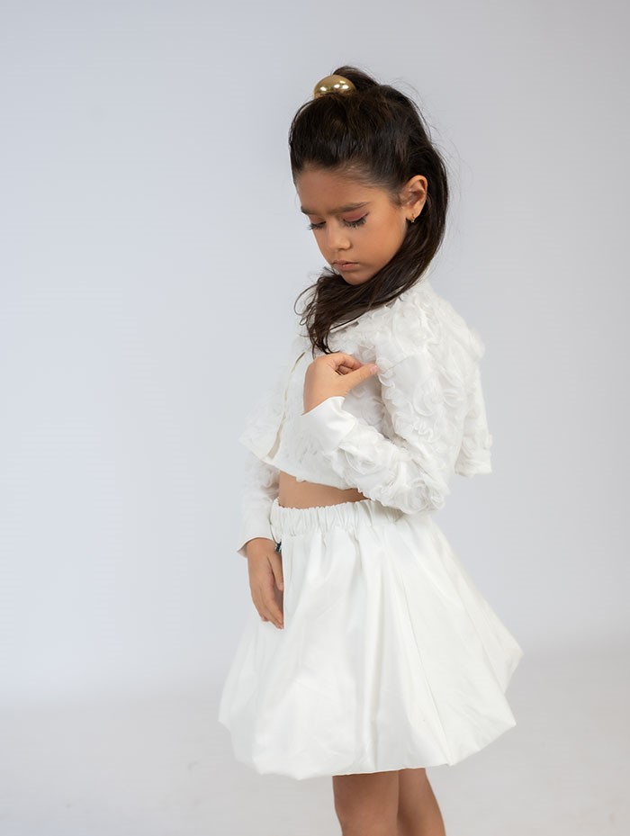 Textured Long‑Sleeve Top & Matching Skirt Set