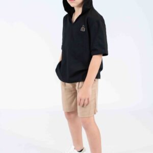 Hooded Tee & Elastic‑Waist Shorts Set