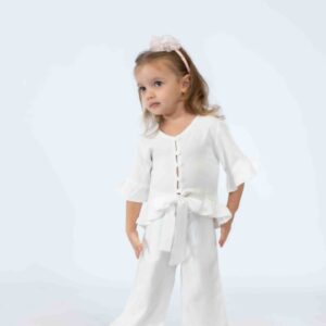 Ruffle‑Cuff Top & Matching Ruffle‑Hem Trousers Set