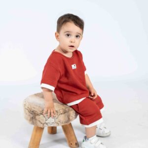 Rust Brown Trimmed Tee & Shorts Set
