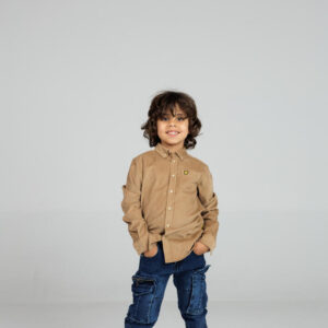 Light Brown Button‑Up Casual Shirt
