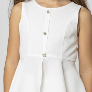 Sleeveless Peplum Top with Button Detail