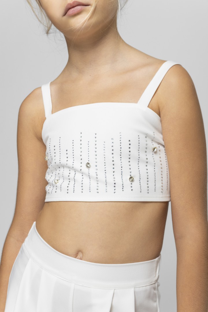 Rhinestone‑Detail Crop Top with Thin Straps - Image 4