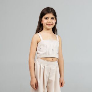 Rhinestone‑Detail Crop Top with Thin Straps