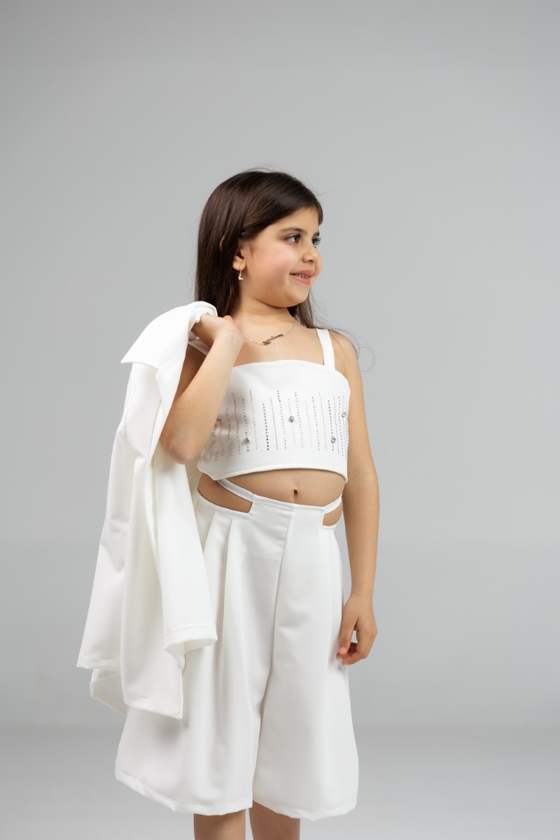 Rhinestone‑Detail Crop Top with Thin Straps - Image 2