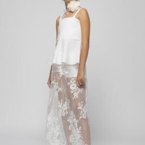 Sheer Lace Skirt with Floral Pattern