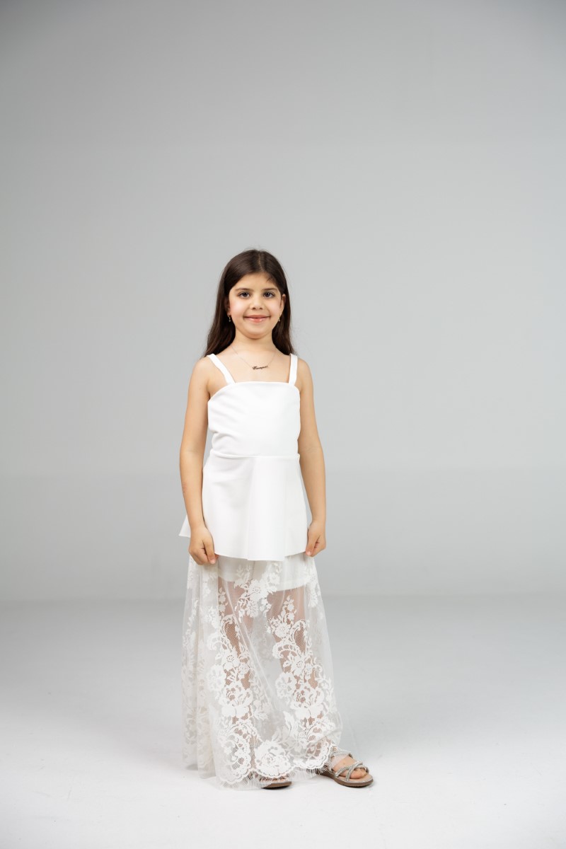Sheer Lace Skirt with Floral Pattern - Image 5