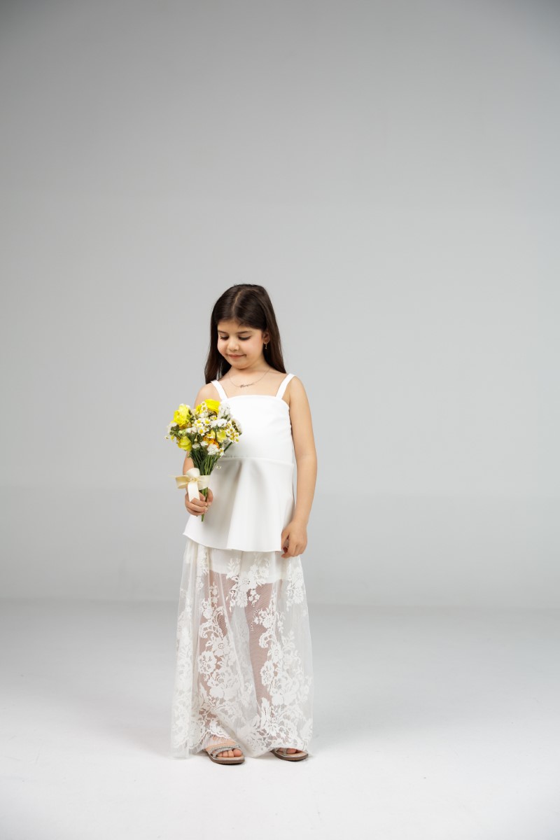 Sheer Lace Skirt with Floral Pattern - Image 4