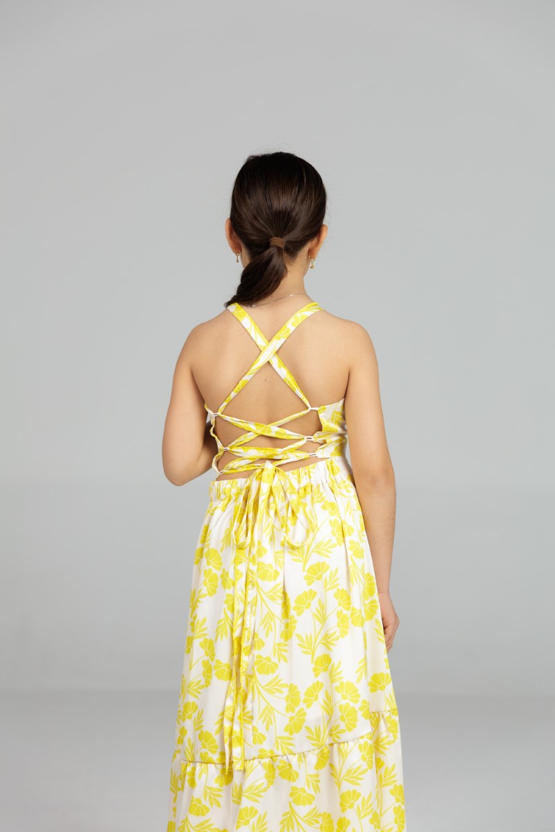 Floral Halter Dress with Open‑Back Tie Detail - Image 4