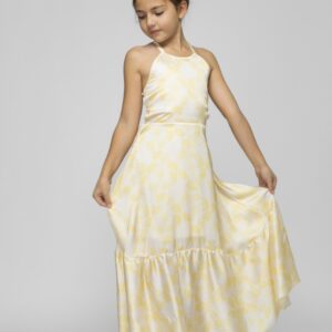 GNS 953(3) (MA_Product_Size) Floral Halter Dress with Open‑Back Tie Detail