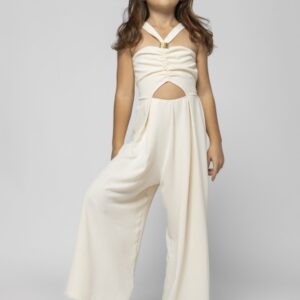 Ruched Jumpsuit with Front Cutout