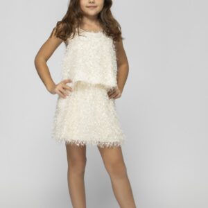 GNS 983 (MA_Product_Size) Textured Layered Skirt with Soft Feathery Finish
