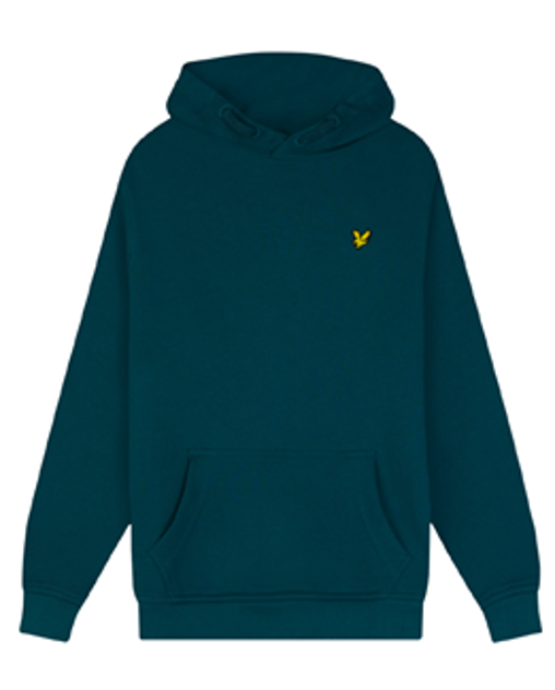 Teal Pullover Hoodie with Embroidered Chest Bird