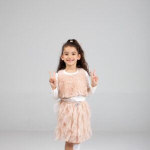 BB3554(1) (WC) Textured Sleeveless Top & Layered Ruffle Skirt Set