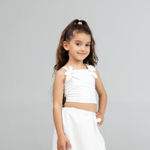 Sleeveless Bow‑Detail Top & Matching Skirt Set